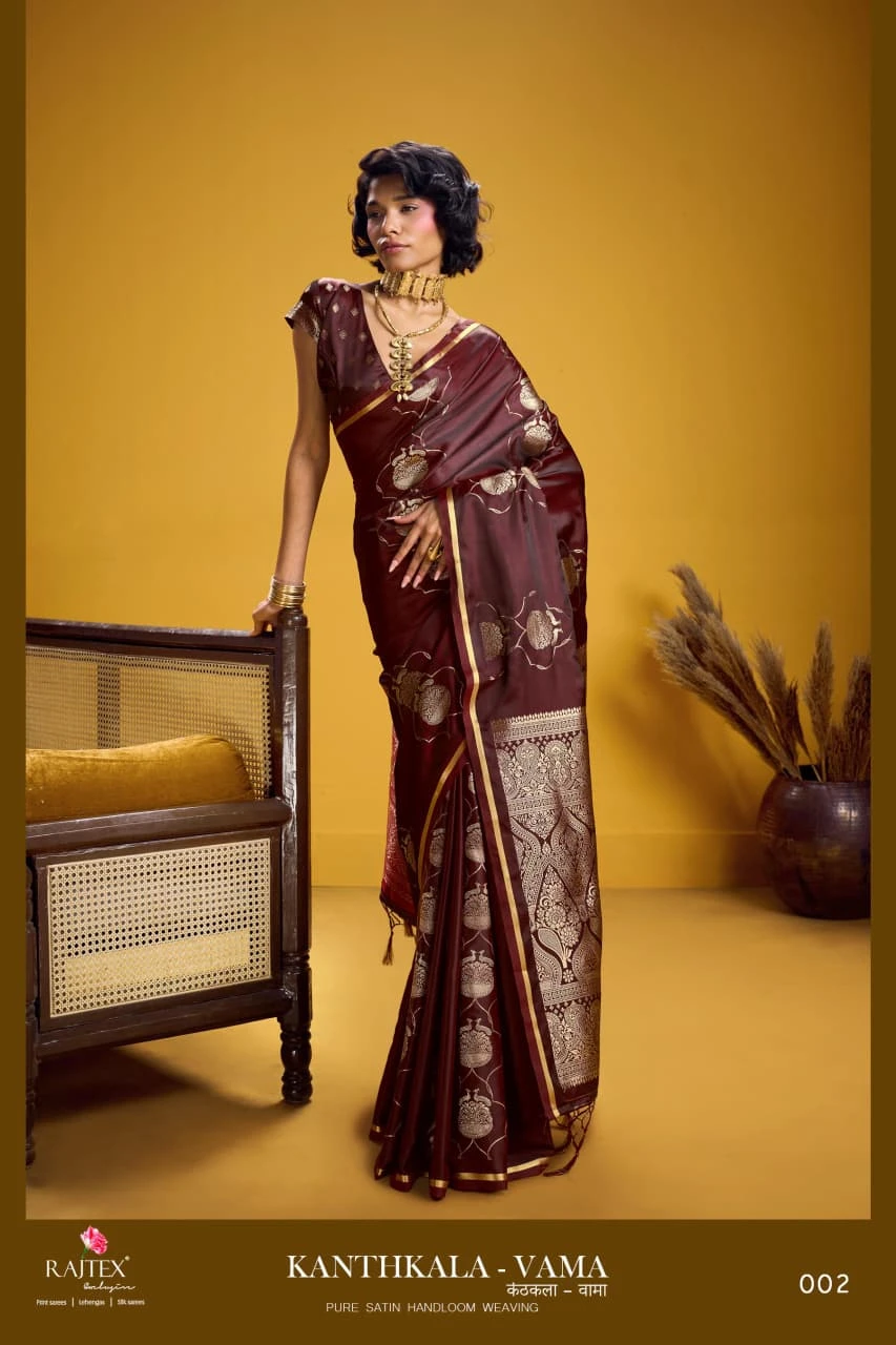 Rajtex Kanthkala Vama Satin Silk Handloom Weaving Traditional Saree Collection - Image 5
