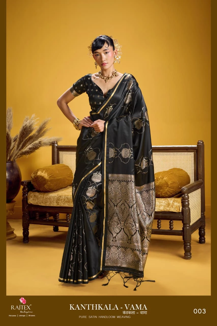 Rajtex Kanthkala Vama Satin Silk Handloom Weaving Traditional Saree Collection - Image 6