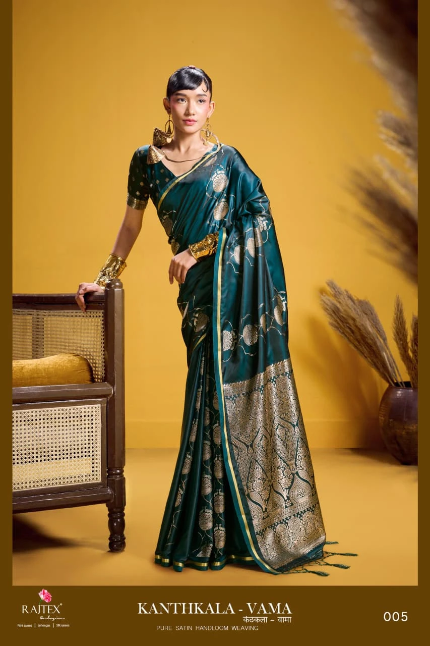 Rajtex Kanthkala Vama Satin Silk Handloom Weaving Traditional Saree Collection - Image 7