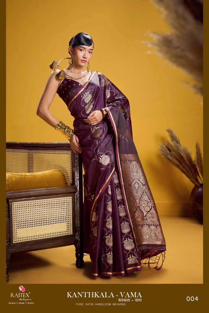 Rajtex Kanthkala Vama Satin Silk Handloom Weaving Traditional Saree Collection - Image 8