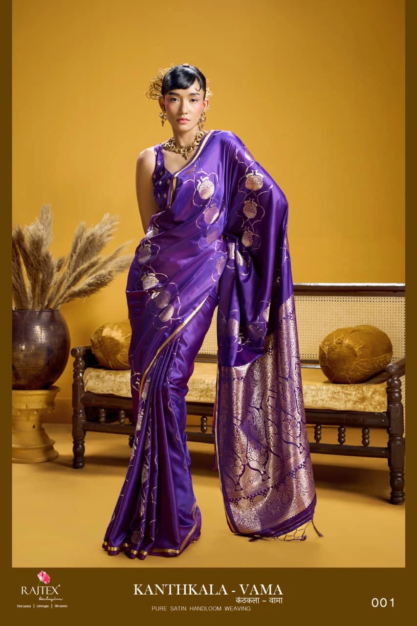 Rajtex Kanthkala Vama Satin Silk Handloom Weaving Traditional Saree Collection - Image 9