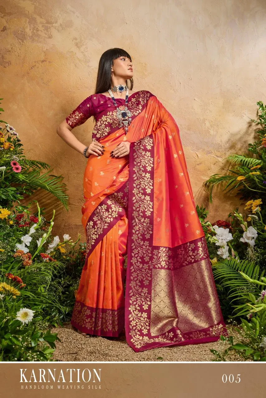 Rajtex Karnation Handloom Weaving Silk Saree Collection - Image 3