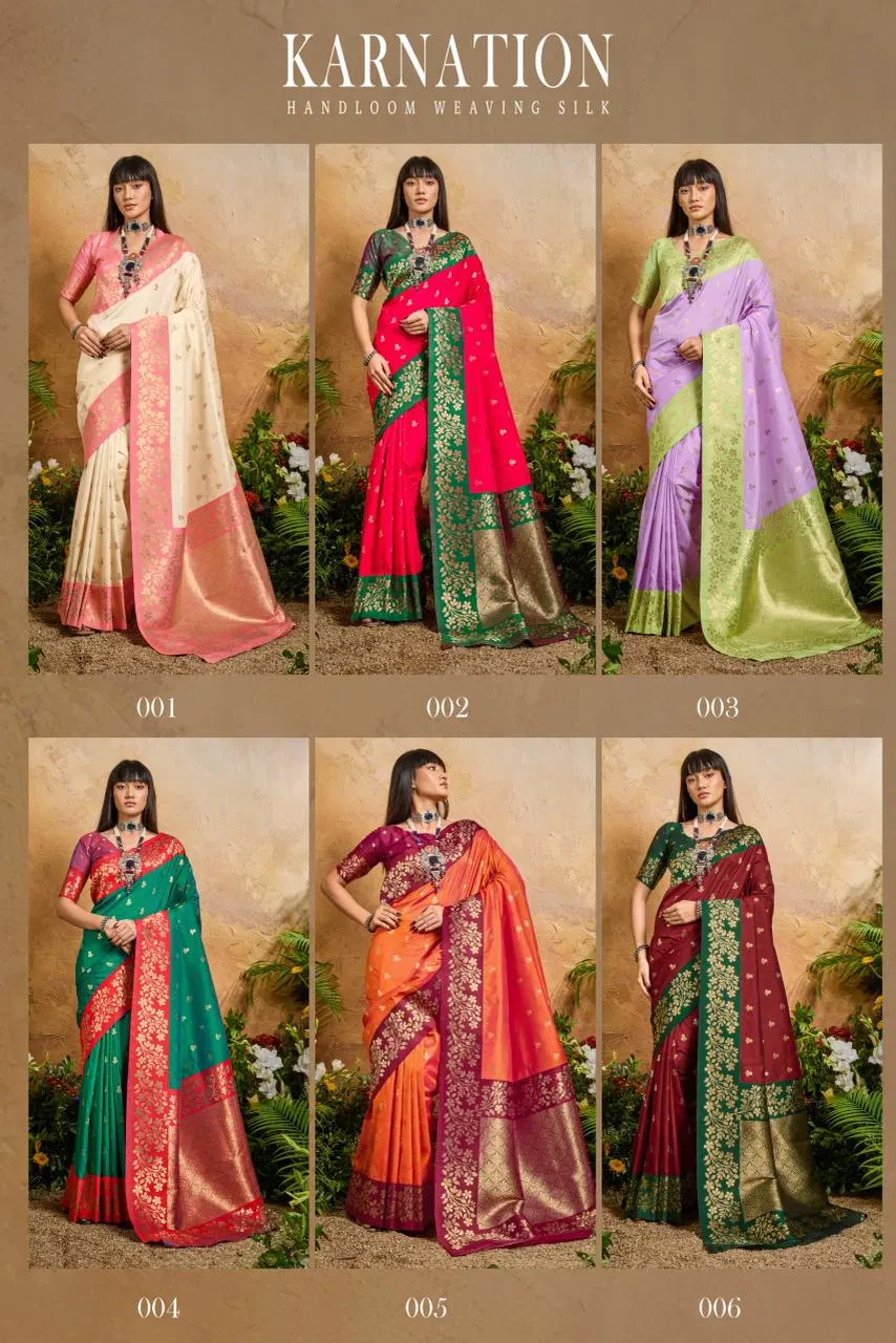 Rajtex Karnation Handloom Weaving Silk Saree Collection - Image 8