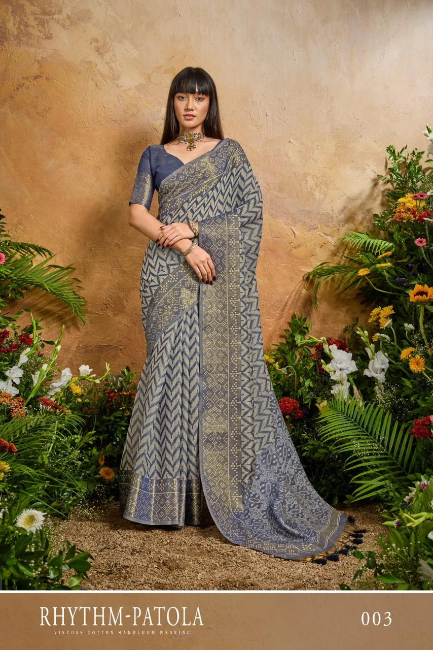 Rhythm Patola Viscose Cotton Handloom Weaving Saree Collection - Image 2