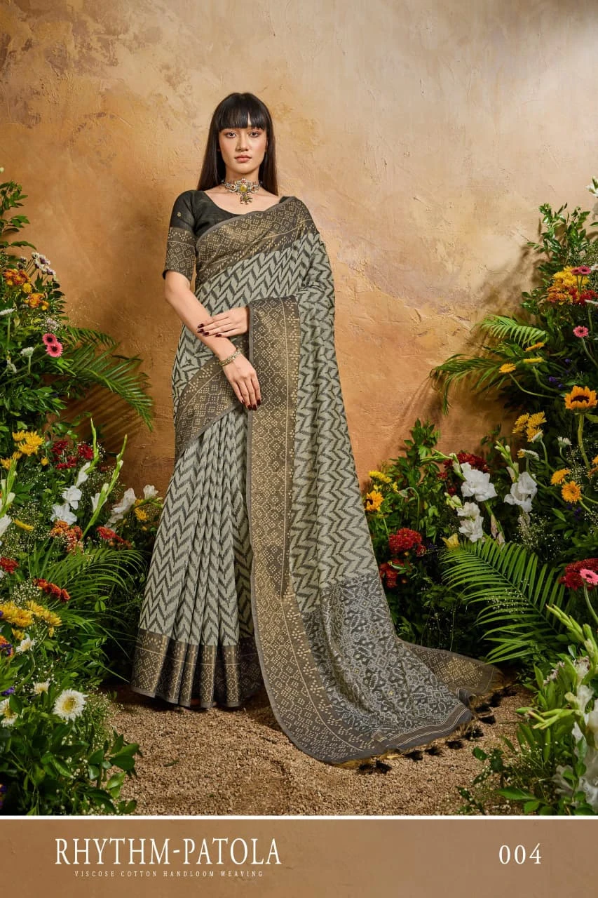 Rhythm Patola Viscose Cotton Handloom Weaving Saree Collection - Image 3