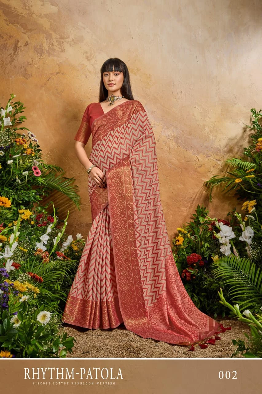 Rhythm Patola Viscose Cotton Handloom Weaving Saree Collection - Image 4