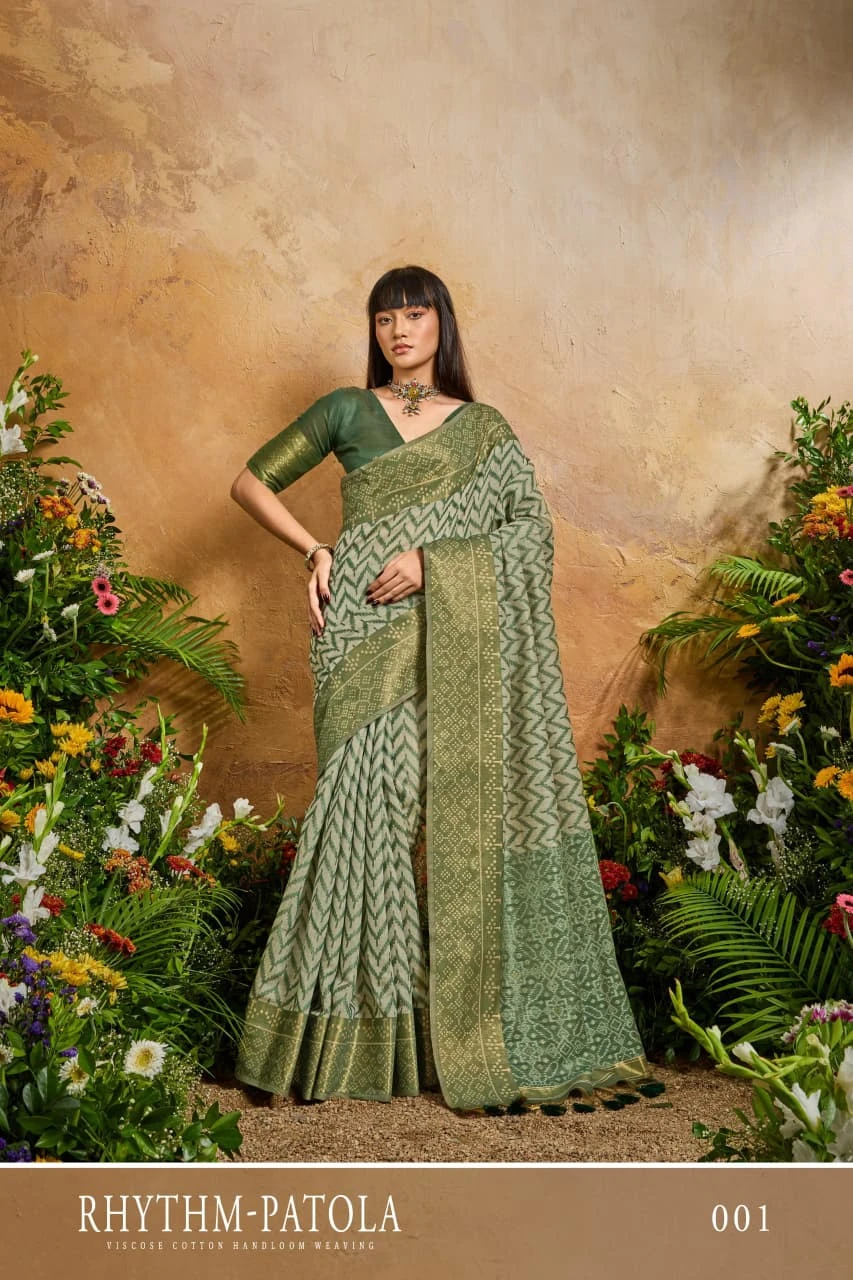 Rhythm Patola Viscose Cotton Handloom Weaving Saree Collection - Image 5