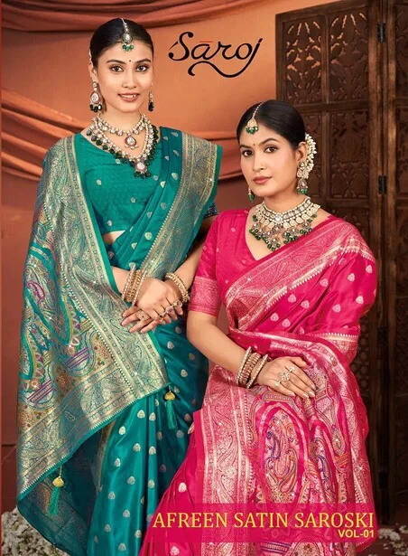 Saroj Afreen Satin Saroski Vol 1 Satin Silk Fancy Saree Collection