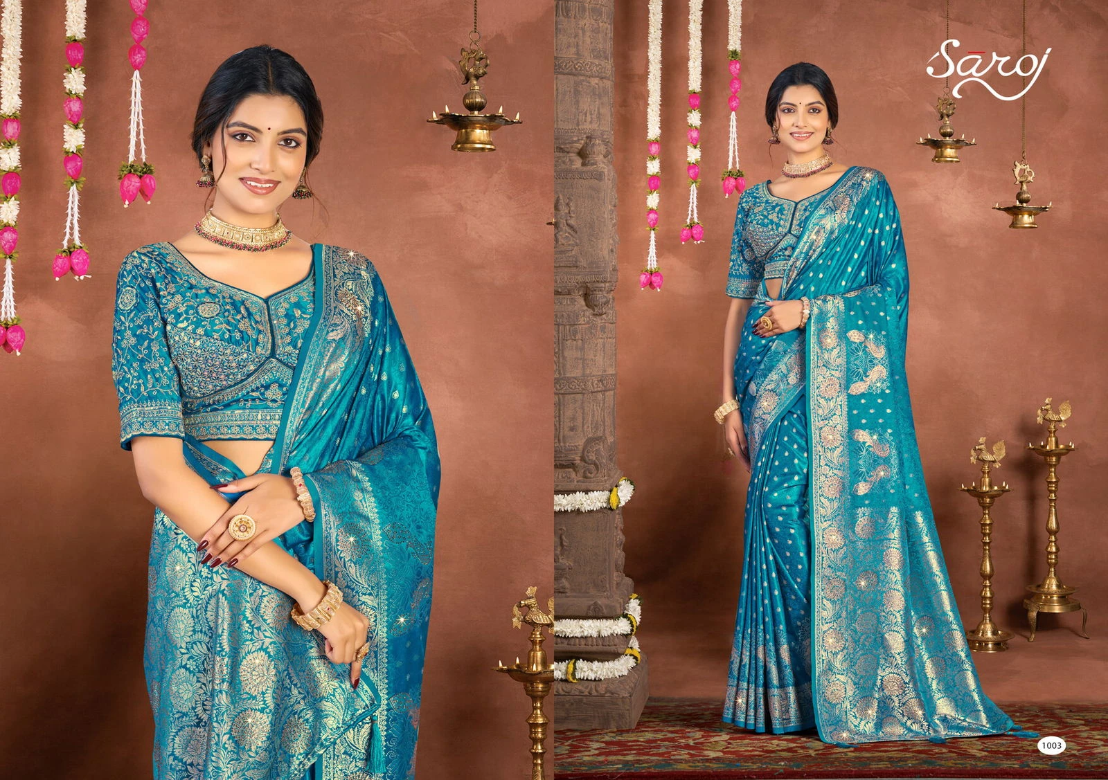 Saroj Royal Taj Satin Saroski Vol 1 Satin Silk Wedding Wear Saree Collection - Image 3