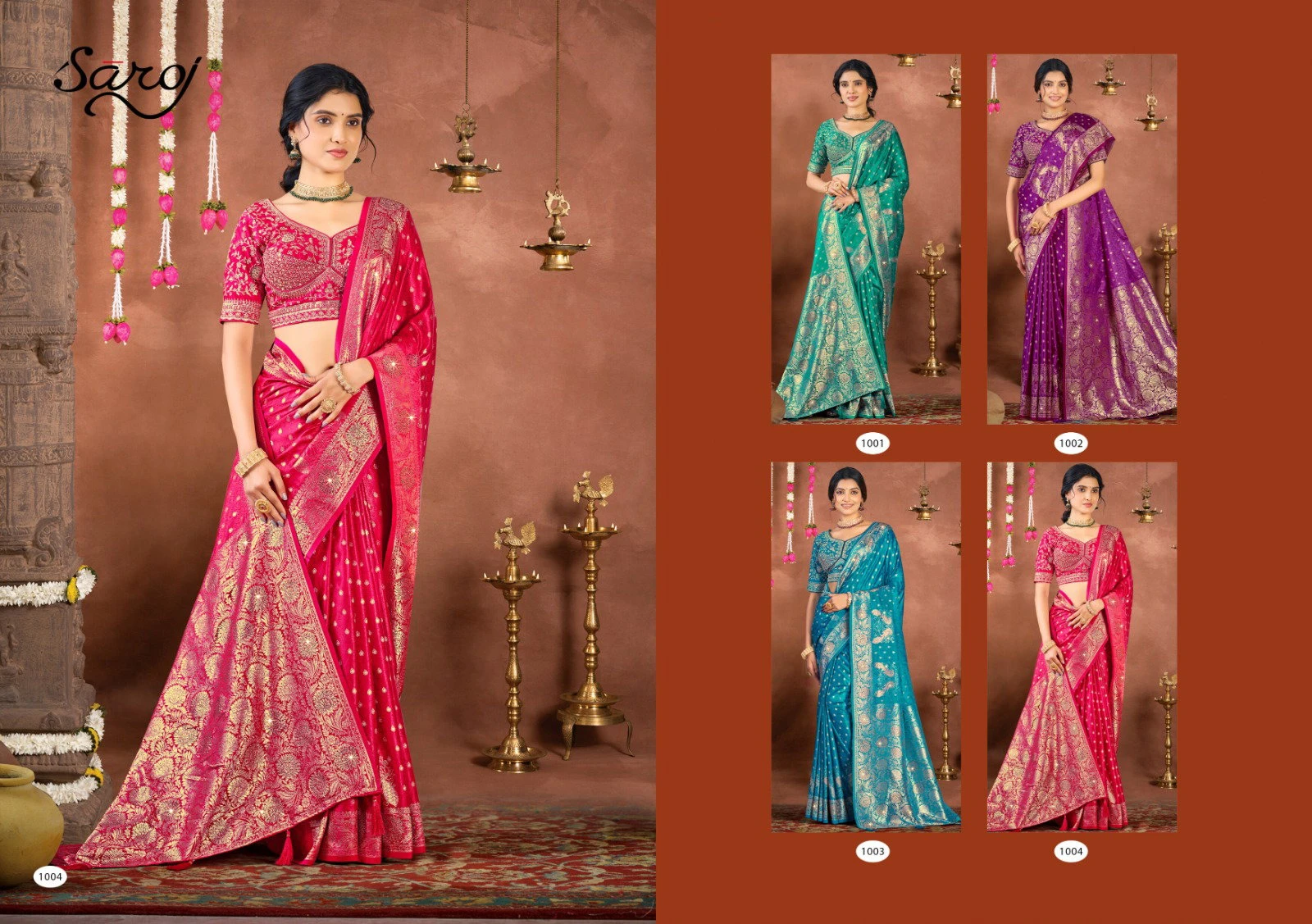 Saroj Royal Taj Satin Saroski Vol 1 Satin Silk Wedding Wear Saree Collection - Image 4