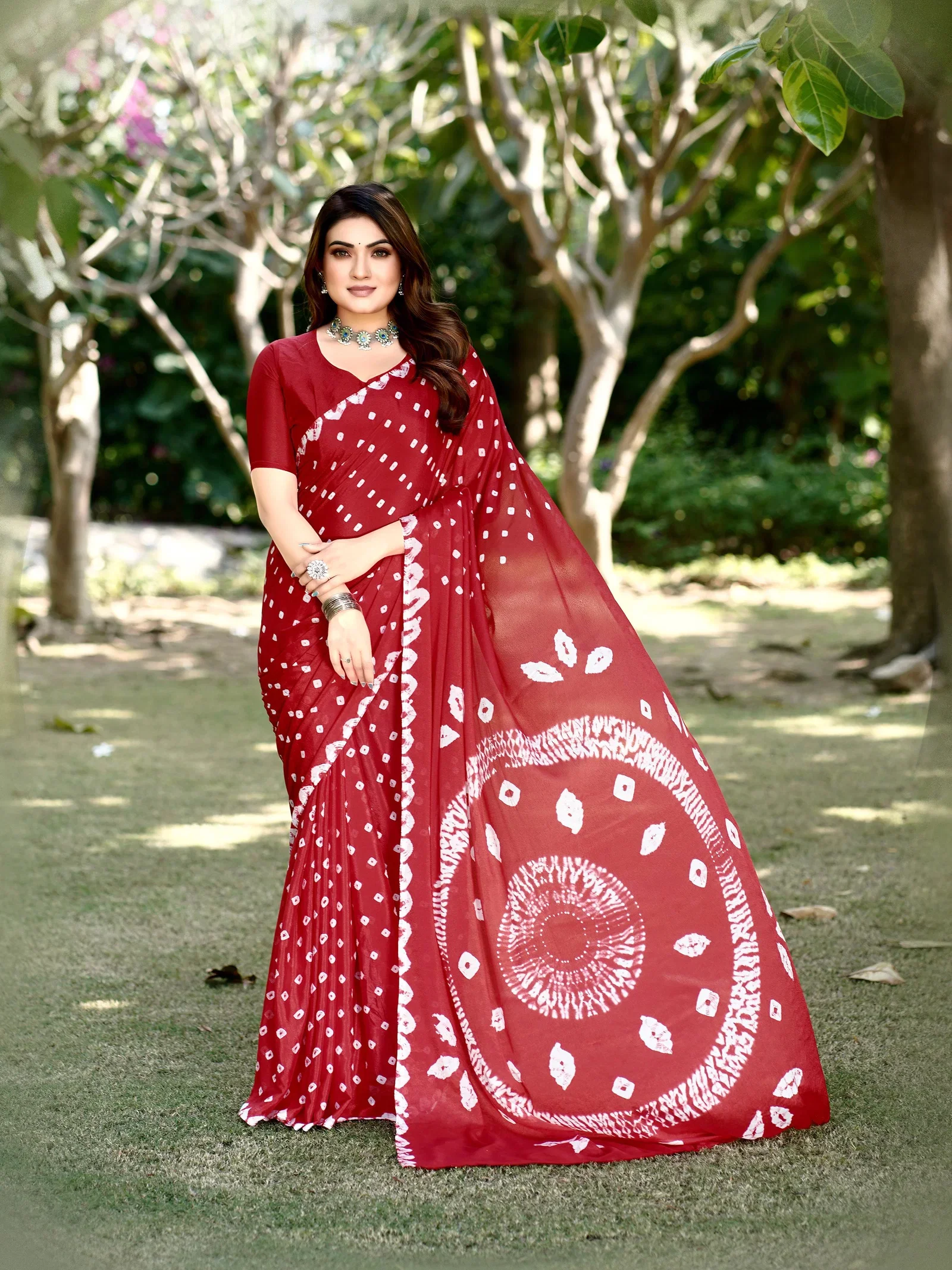 Sb Bandhej B Chinon Bandhani Printed Fancy Saree Collection - Image 10