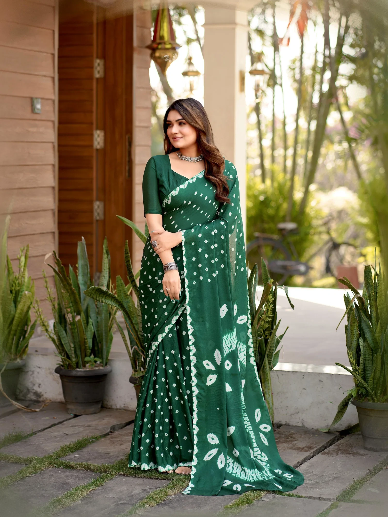 Sb Bandhej B Chinon Bandhani Printed Fancy Saree Collection - Image 11