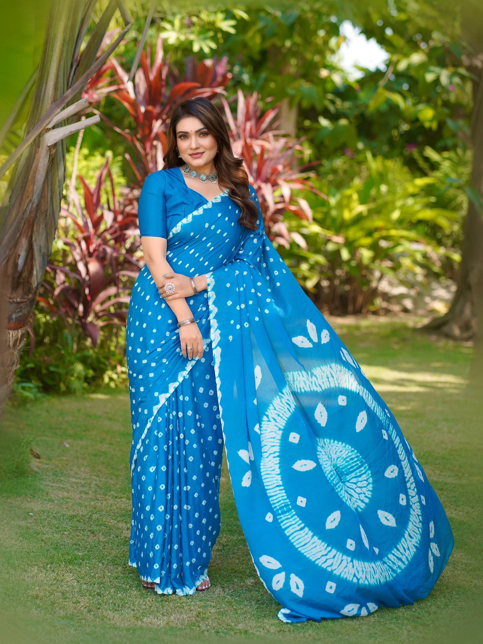 Sb Bandhej B Chinon Bandhani Printed Fancy Saree Collection - Image 2