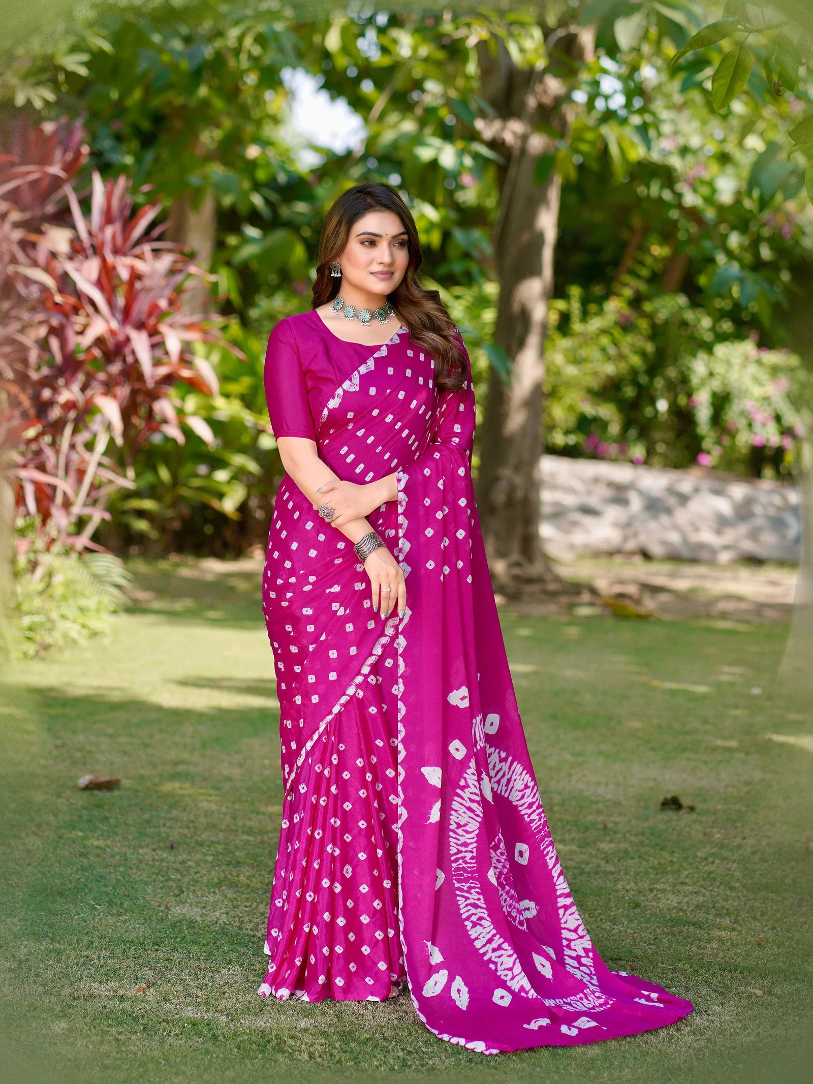 Sb Bandhej B Chinon Bandhani Printed Fancy Saree Collection - Image 4