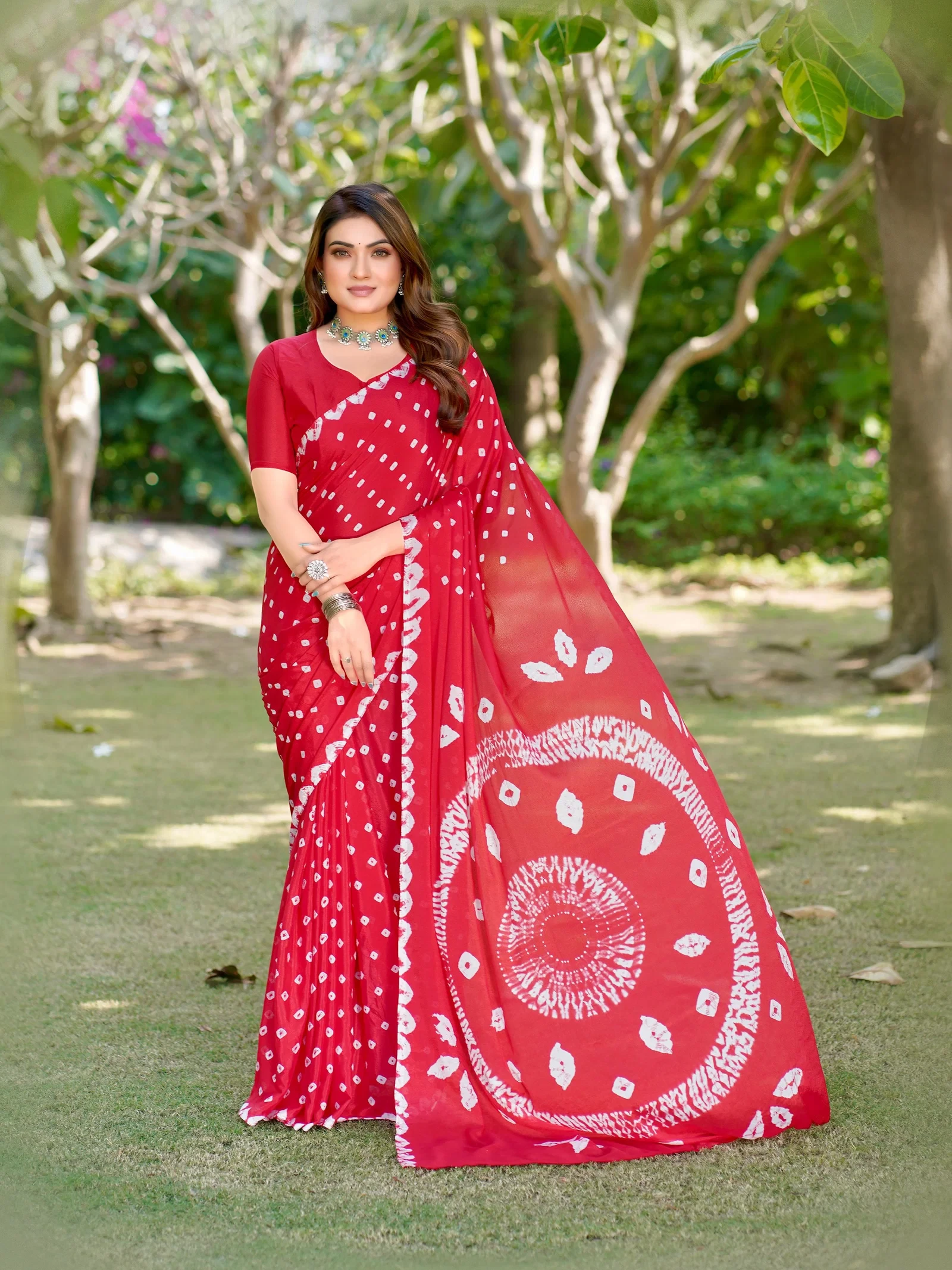 Sb Bandhej B Chinon Bandhani Printed Fancy Saree Collection - Image 7