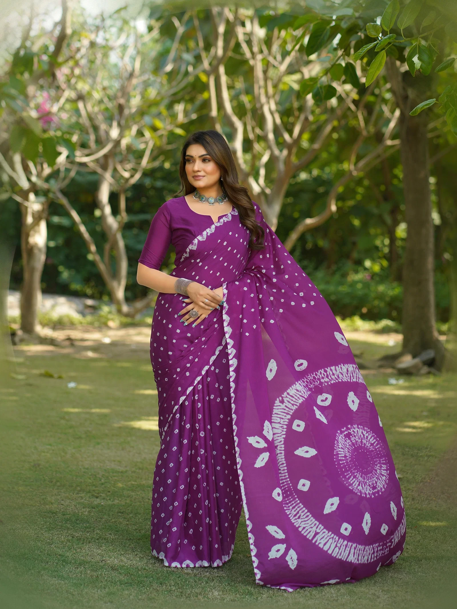 Sb Bandhej B Chinon Bandhani Printed Fancy Saree Collection - Image 9