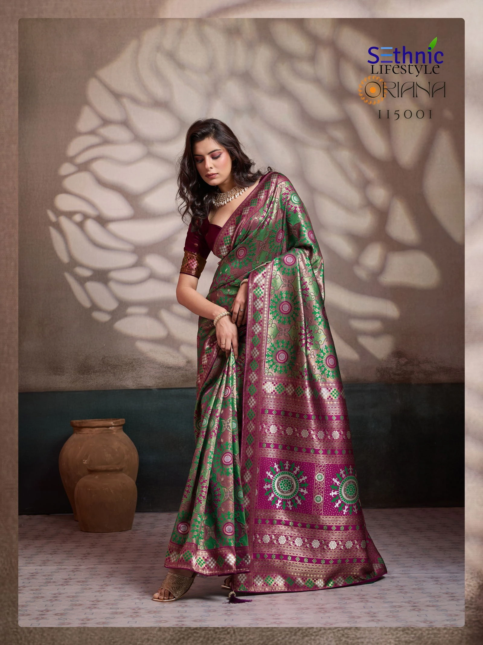 Sethnic Oriana Silk Meenakari Work Traditional Wear Saree Collection - Image 10