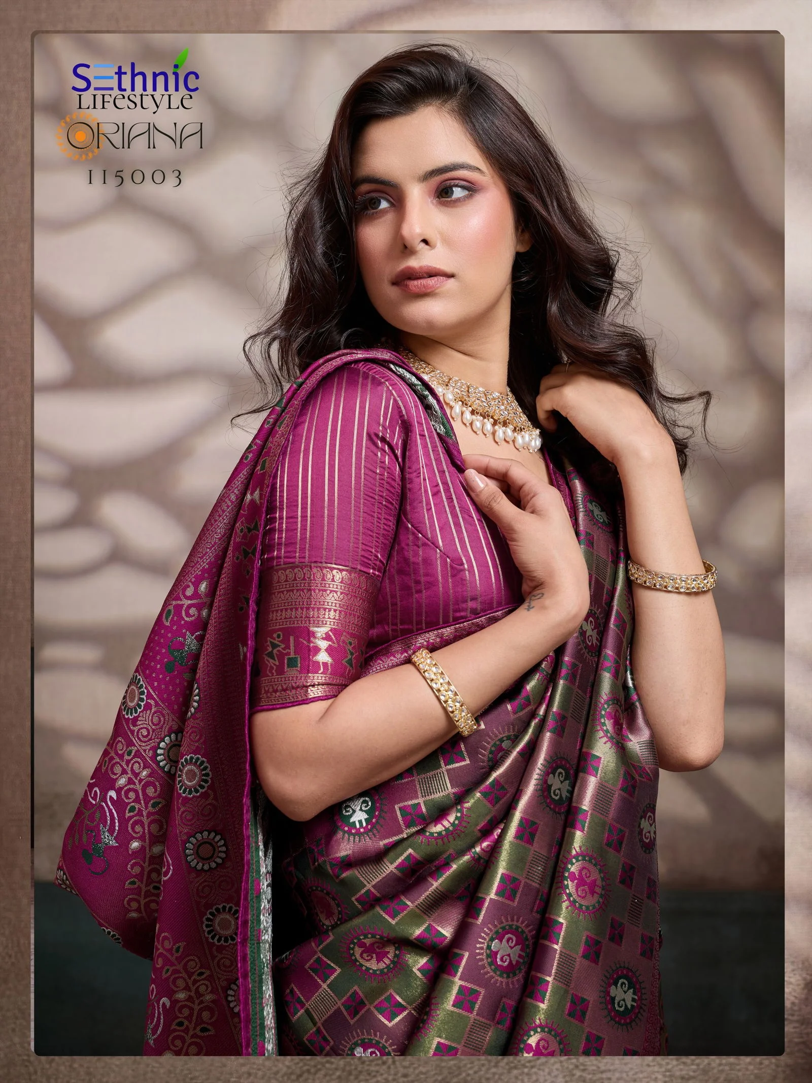 Sethnic Oriana Silk Meenakari Work Traditional Wear Saree Collection - Image 12