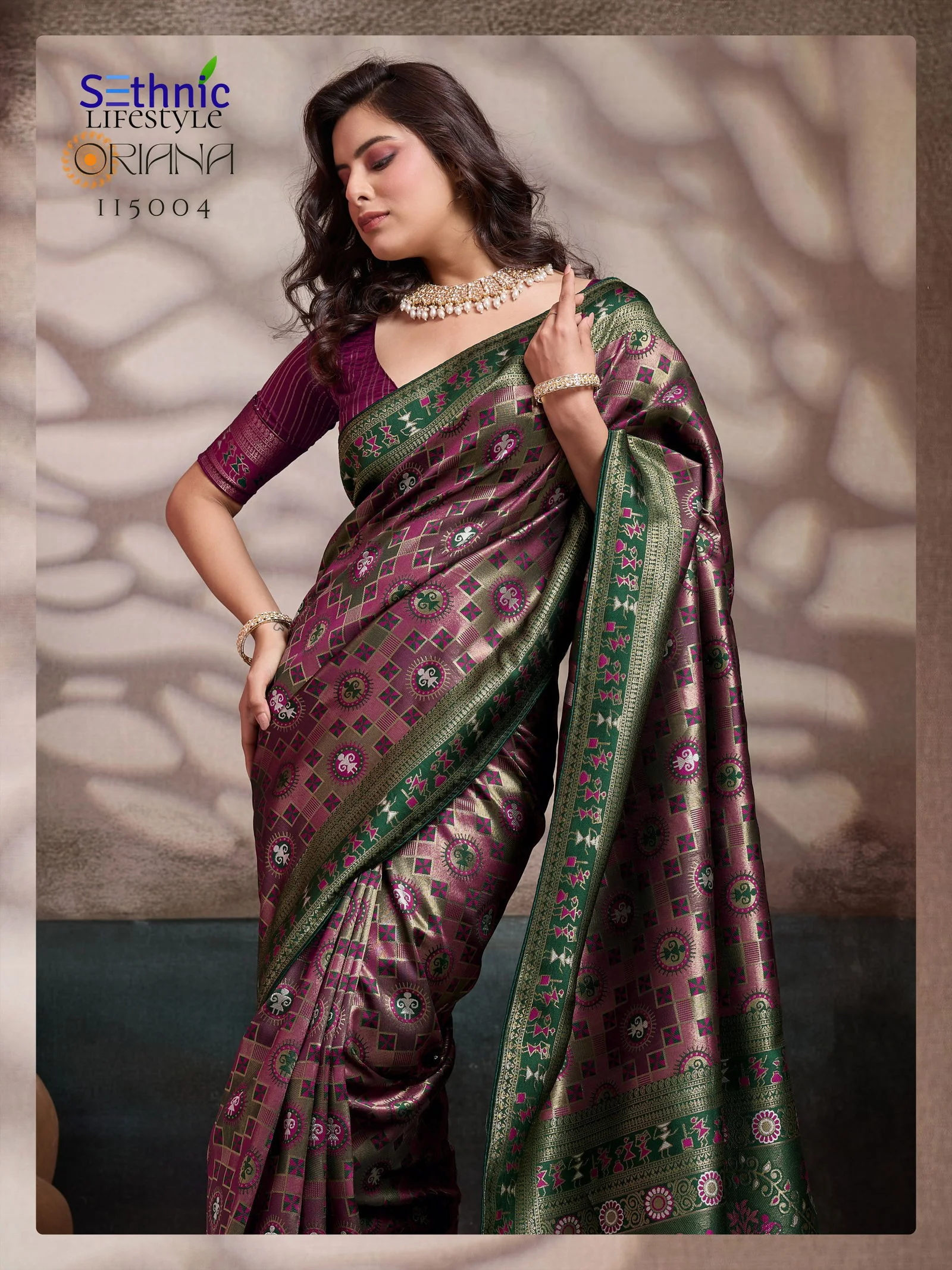 Sethnic Oriana Silk Meenakari Work Traditional Wear Saree Collection - Image 13