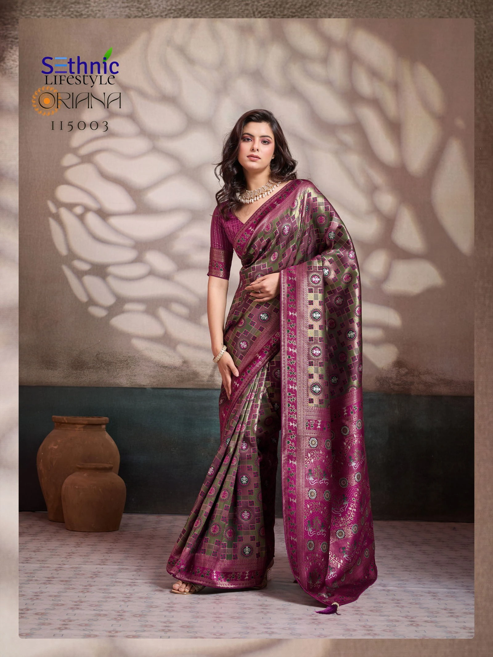 Sethnic Oriana Silk Meenakari Work Traditional Wear Saree Collection - Image 16