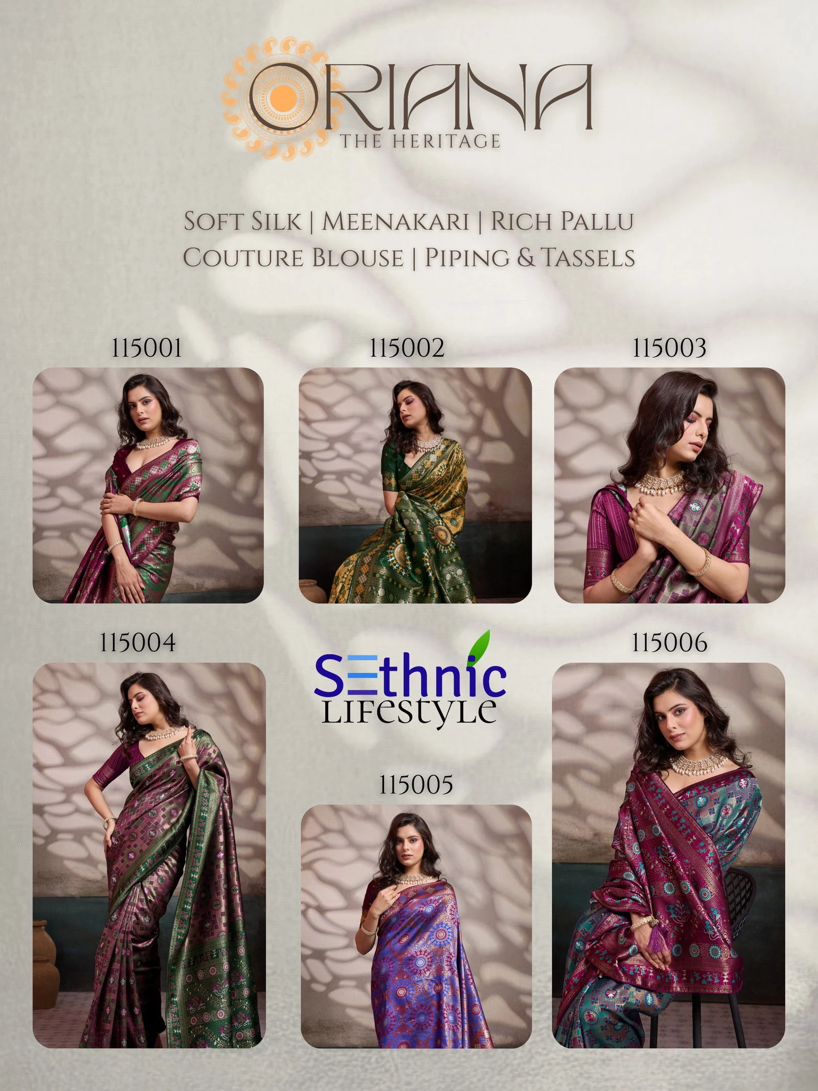 Sethnic Oriana Silk Meenakari Work Traditional Wear Saree Collection - Image 18