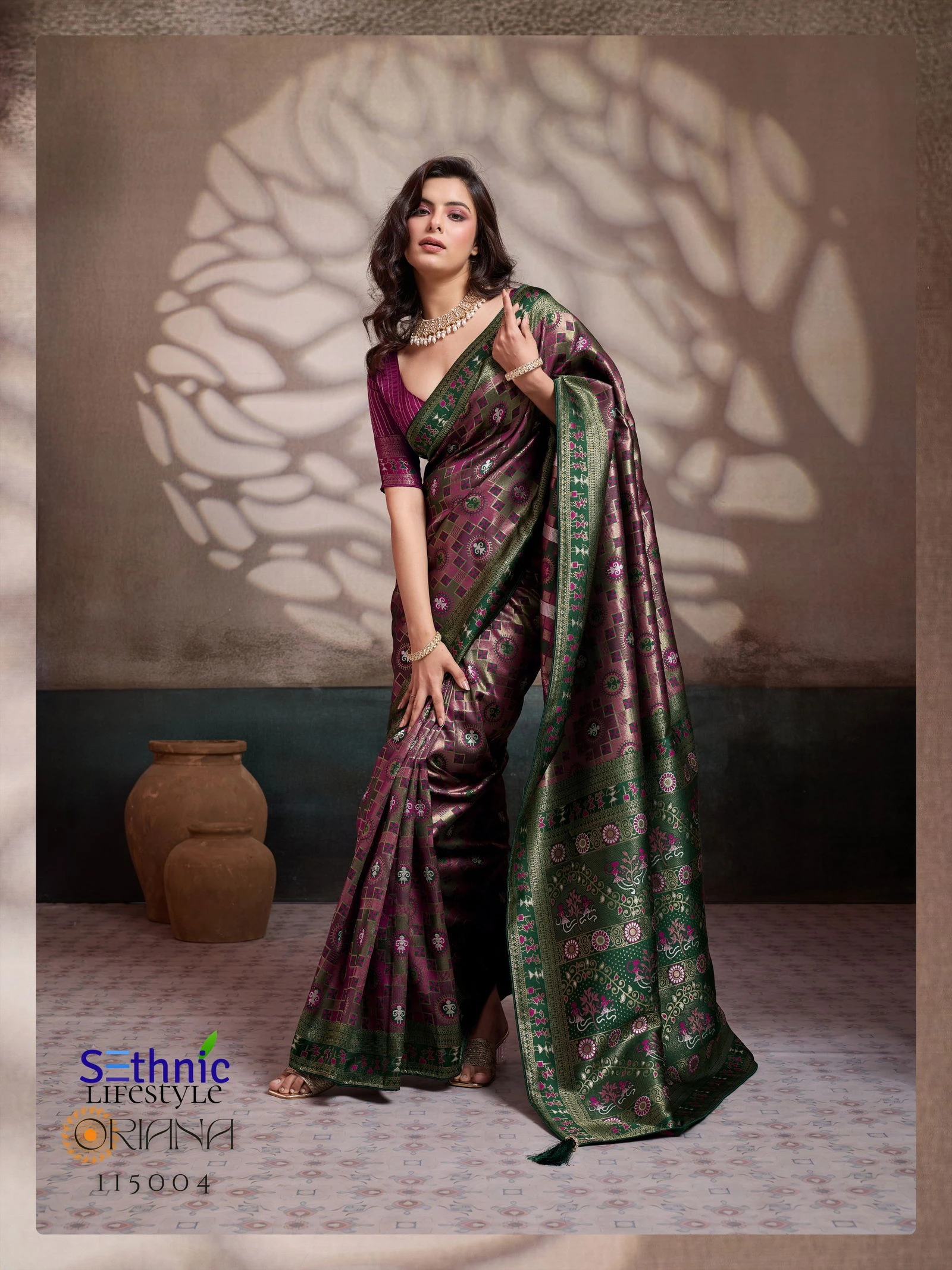 Sethnic Oriana Silk Meenakari Work Traditional Wear Saree Collection - Image 19