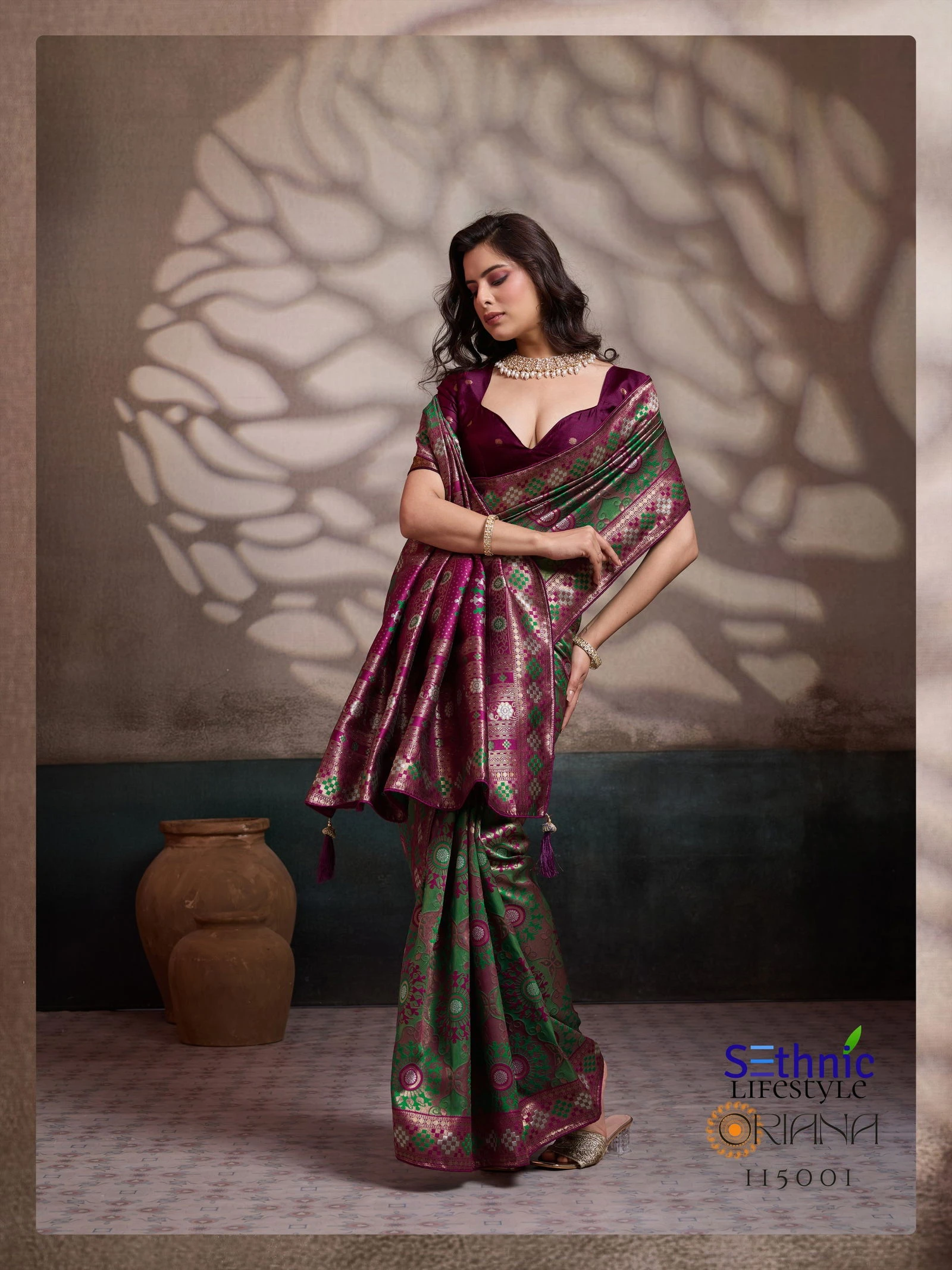 Sethnic Oriana Silk Meenakari Work Traditional Wear Saree Collection - Image 5