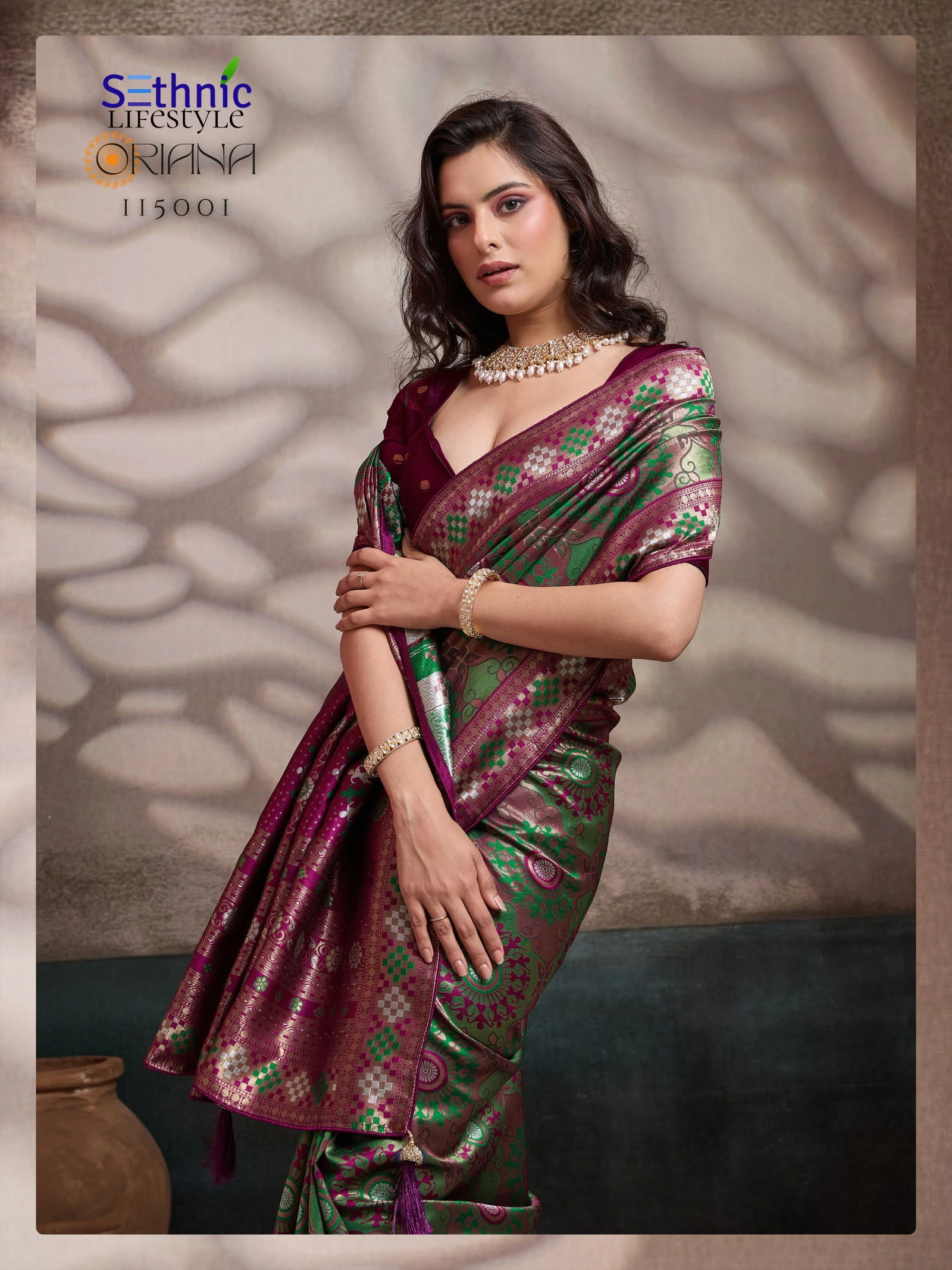 Sethnic Oriana Silk Meenakari Work Traditional Wear Saree Collection - Image 8