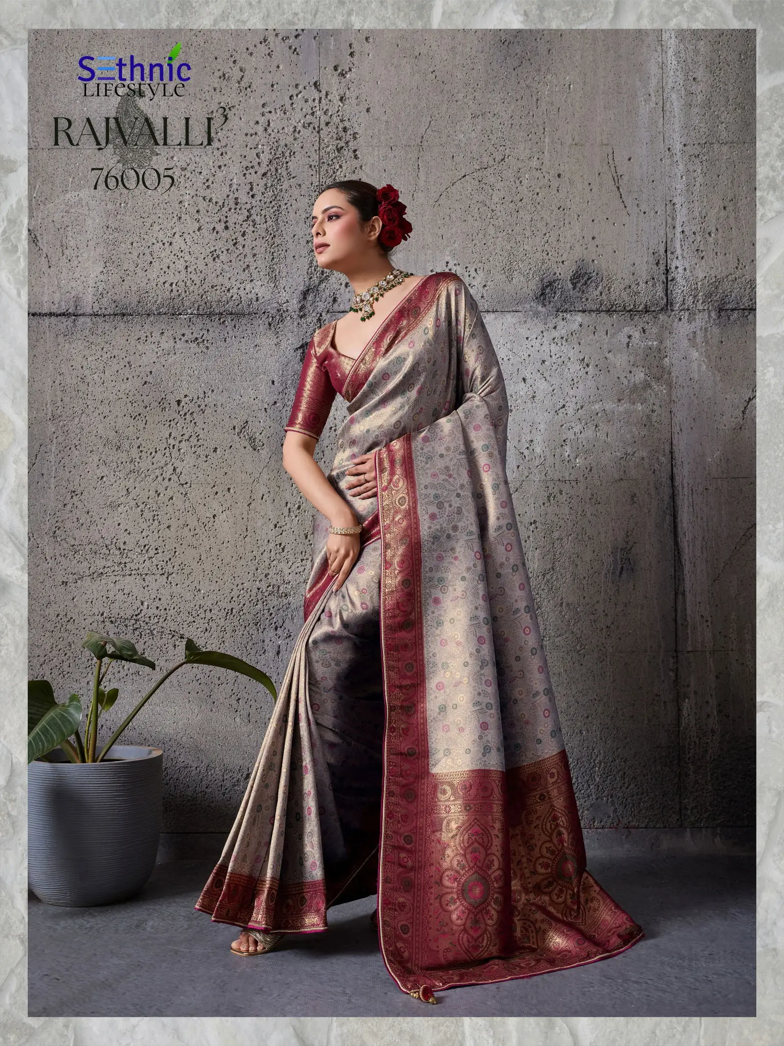 Sethnic Rajvalli 3 Pure Kanjivaram Silk Traditional Wear Saree - Image 2