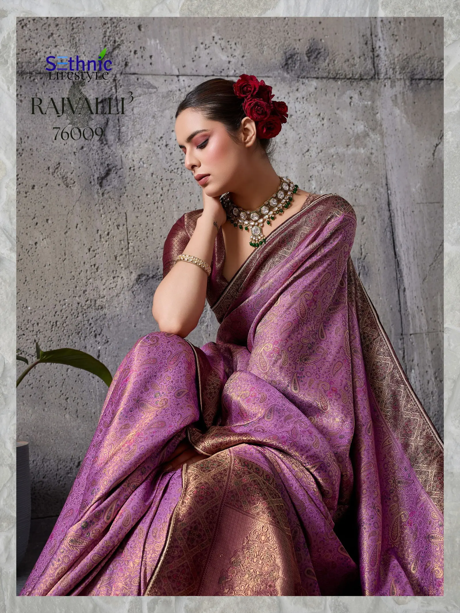 Sethnic Rajvalli 3 Pure Kanjivaram Silk Traditional Wear Saree - Image 3