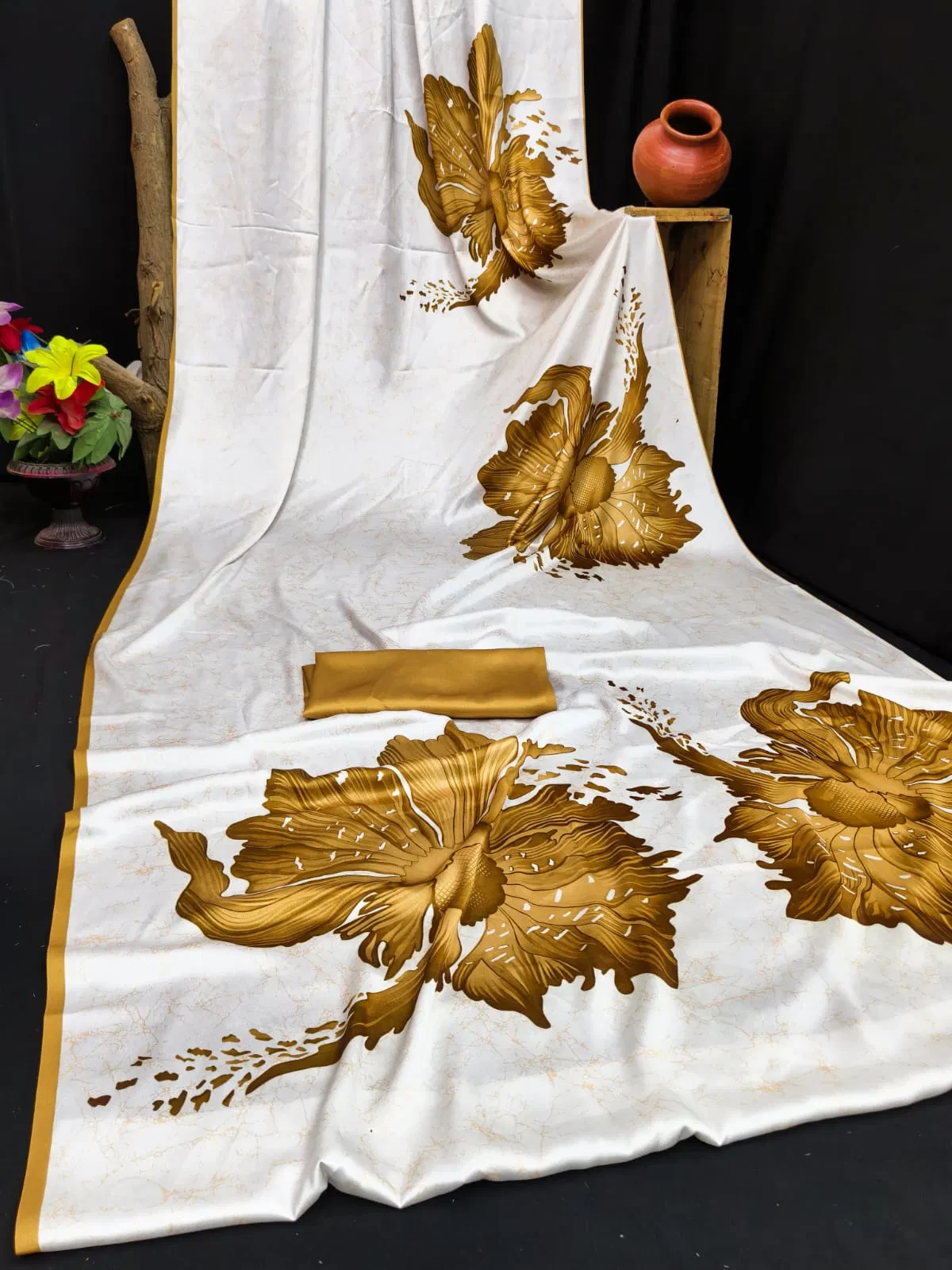 Sf Flora M Japan Satin Floral Printed Fancy Saree Collection - Image 5