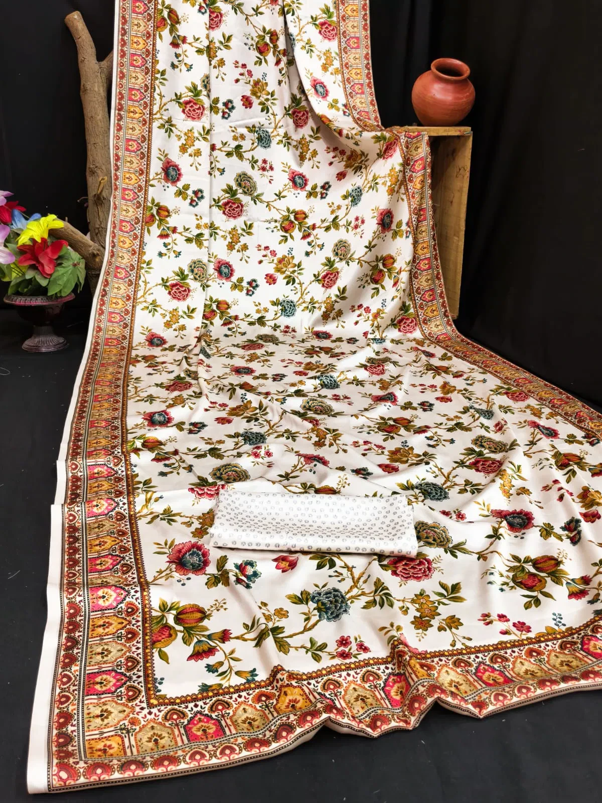 Sf Flora N Japan Satin Floral Printed Fancy Saree Collection - Image 2