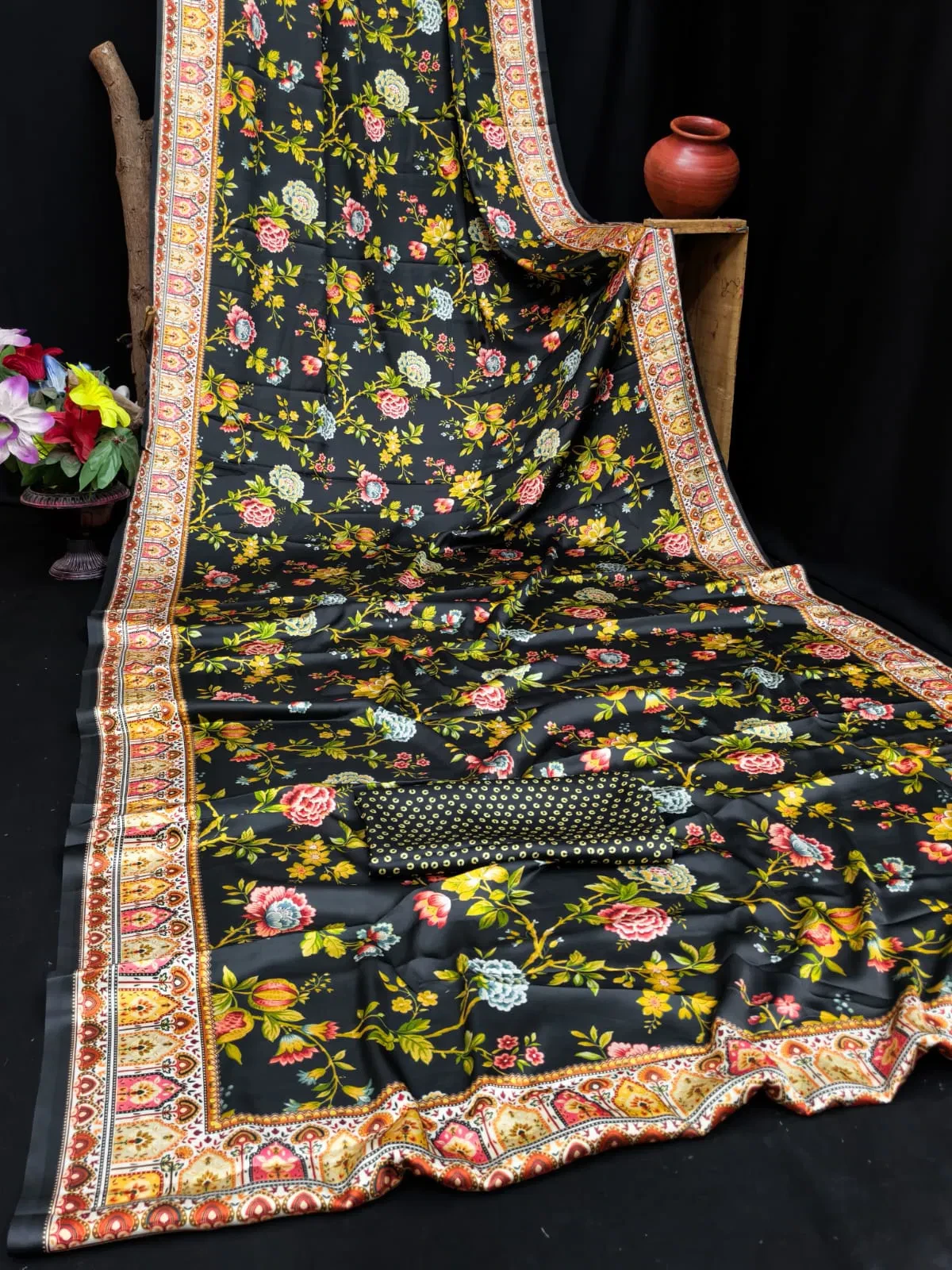 Sf Flora N Japan Satin Floral Printed Fancy Saree Collection - Image 3