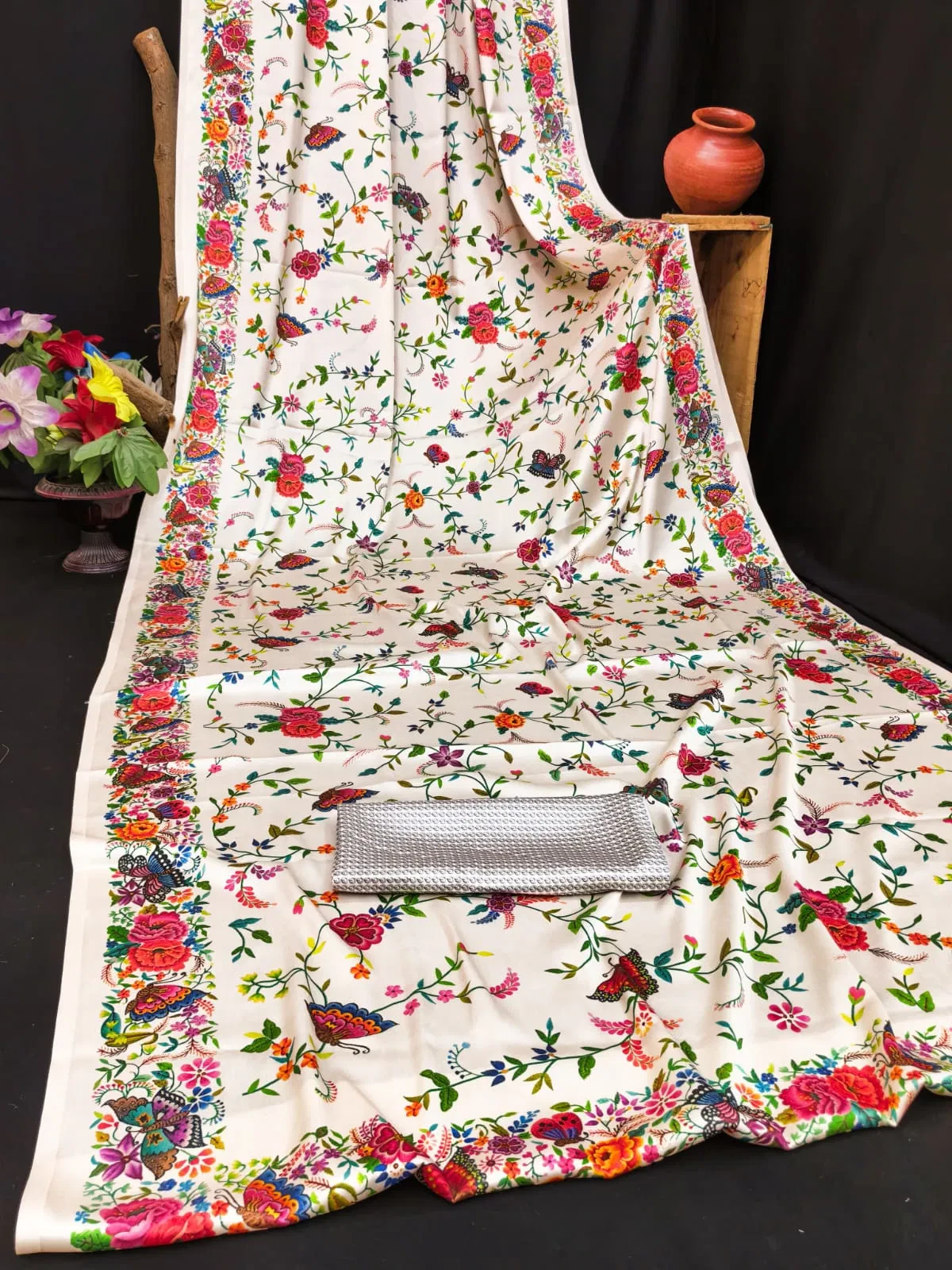 Sf Flora N Japan Satin Floral Printed Fancy Saree Collection - Image 4