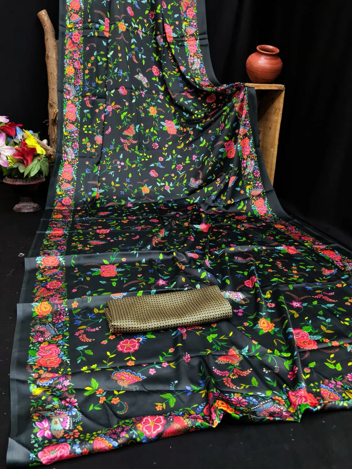 Sf Flora N Japan Satin Floral Printed Fancy Saree Collection - Image 5