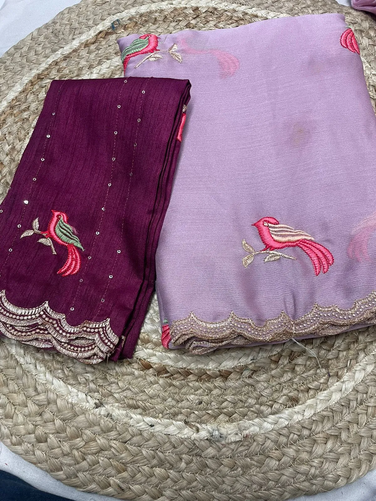 Shaligram Ah Chiffon Embroidery Birds Worked Fancy Saree Collection - Image 2