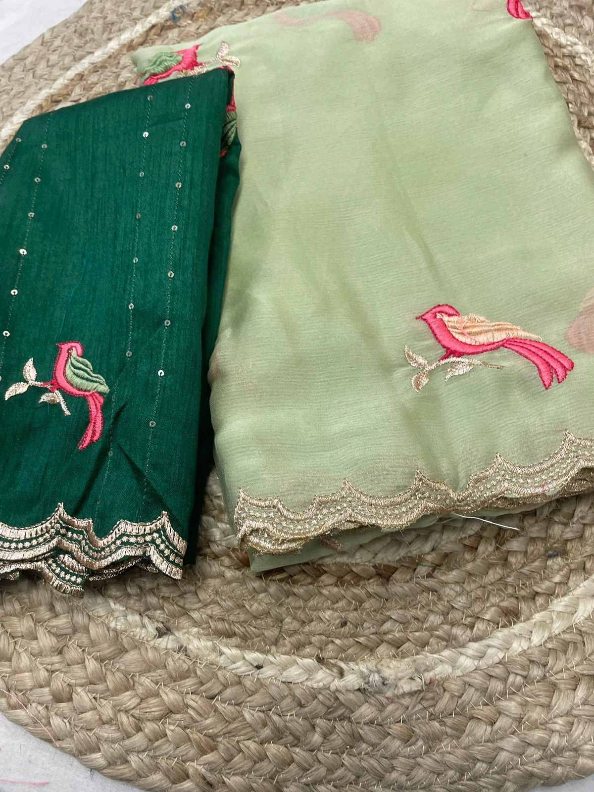 Shaligram Ah Chiffon Embroidery Birds Worked Fancy Saree Collection - Image 6