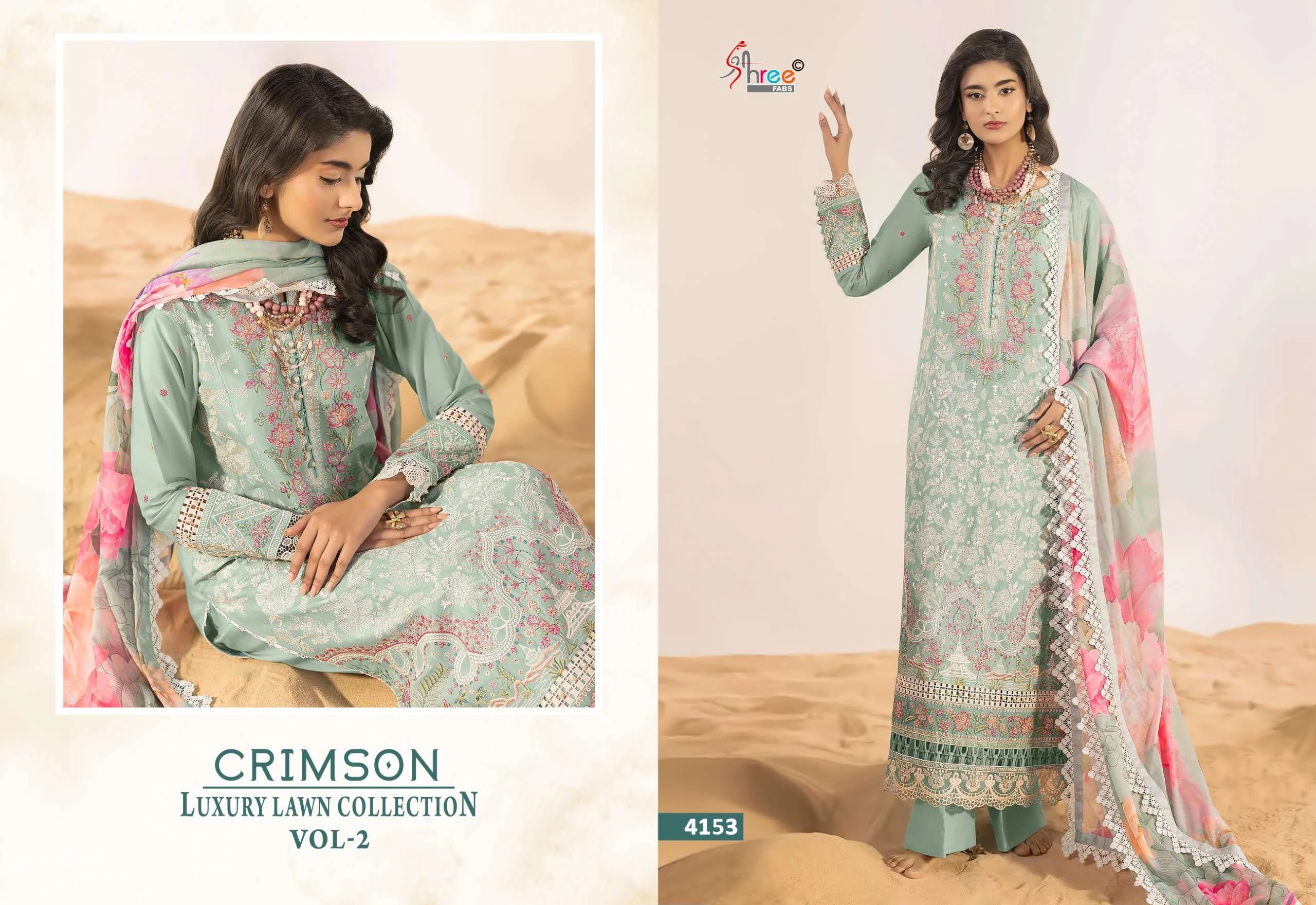 Shree Fab Crimson Luxury Lawn Collection Vol 2 - Image 6