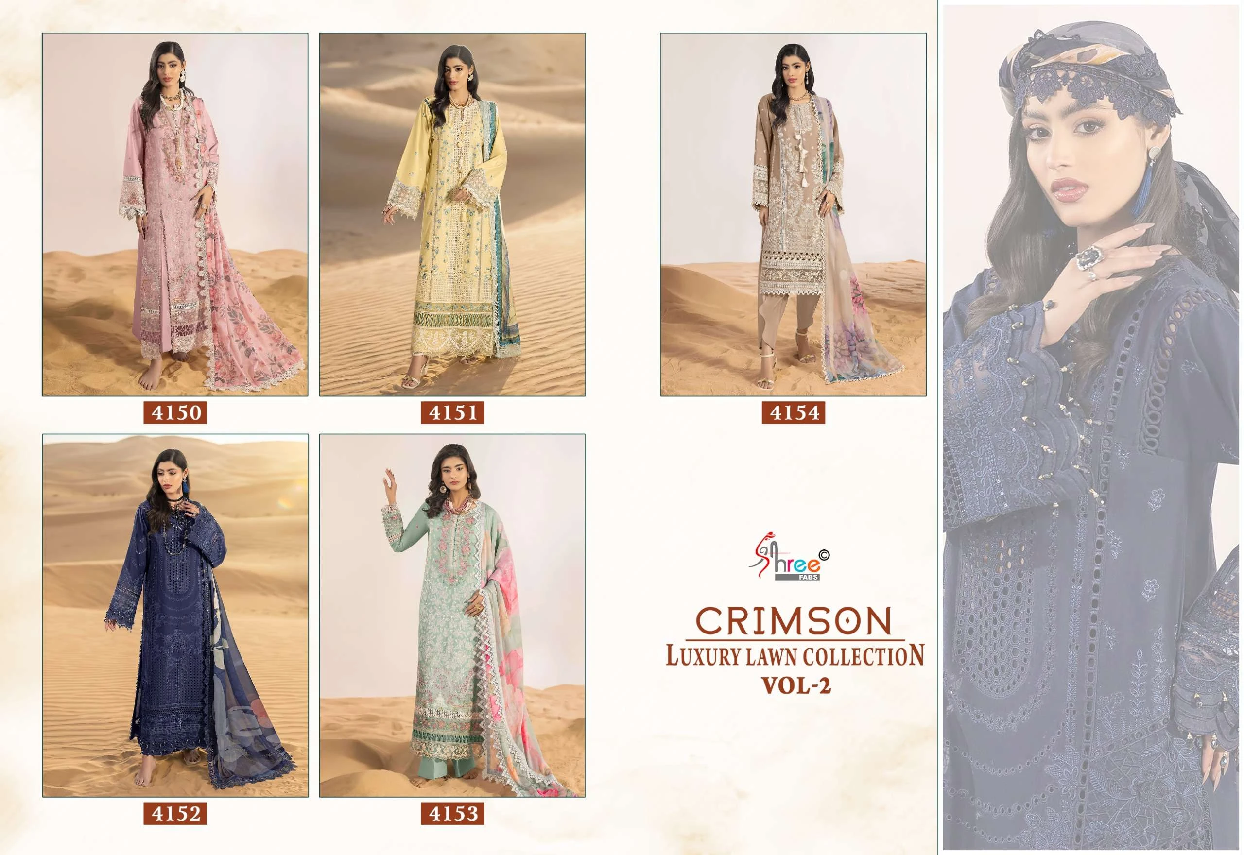 Shree Fab Crimson Luxury Lawn Collection Vol 2 - Image 7
