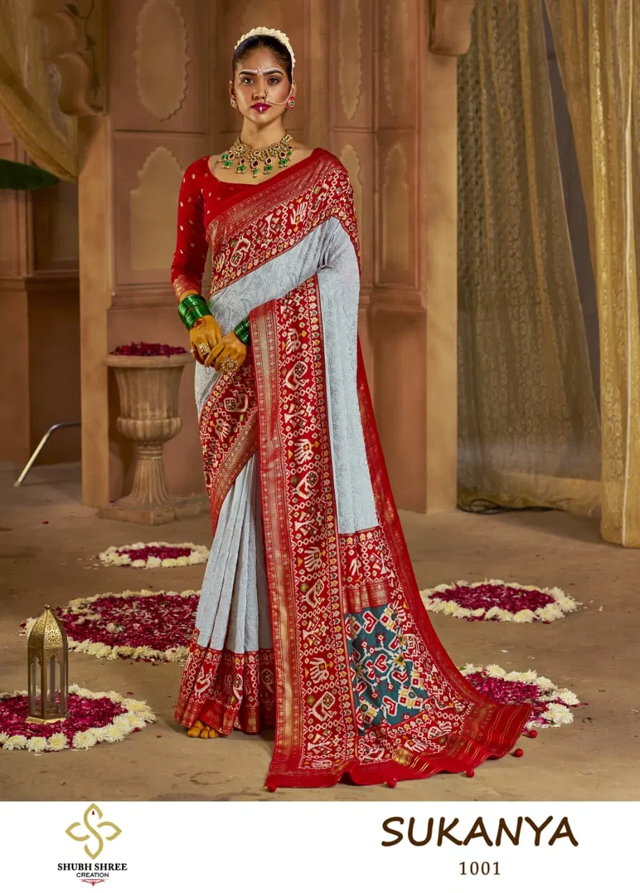 Shubh Shree Sukanya Georgette Silk Chikankari Embroidered Saree Collection