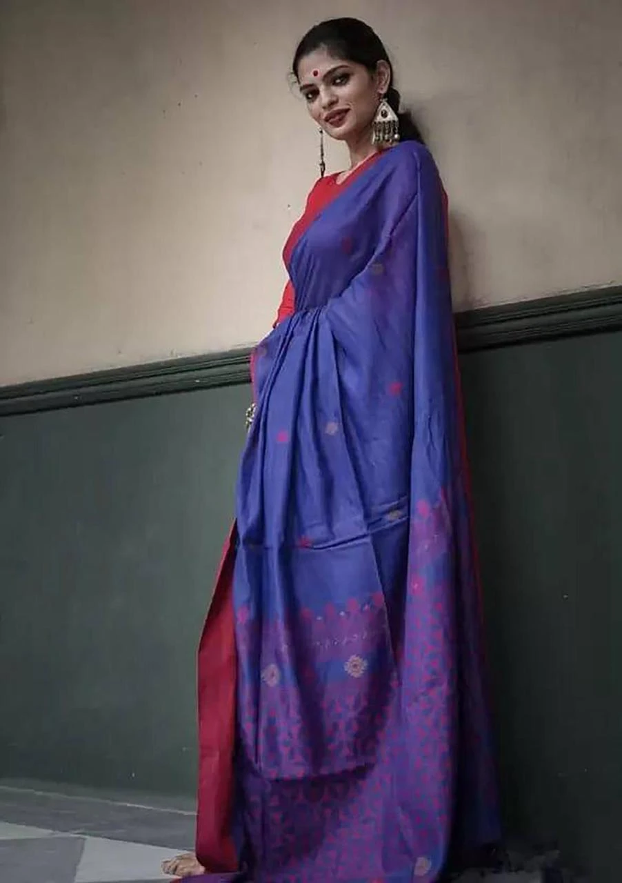 Soft Silk 5065 Linen Slab Weaving Worked Saree Collection - Image 11