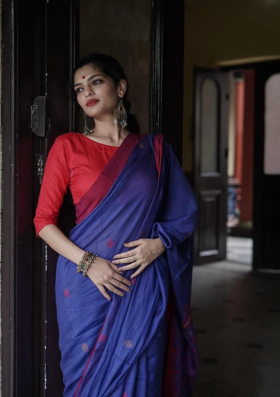 Soft Silk 5065 Linen Slab Weaving Worked Saree Collection - Image 9