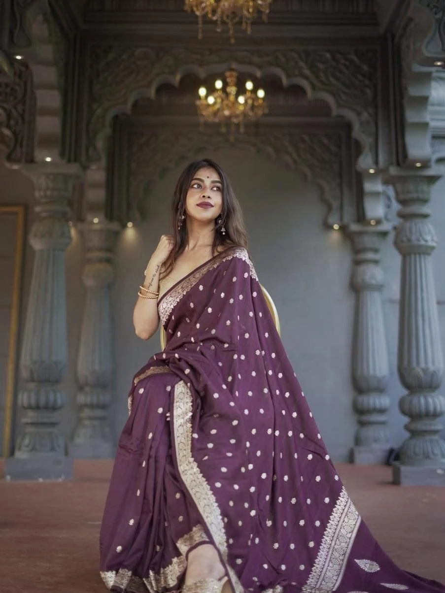 Soft Silk 6040 Linen Slab Weaving Worked Fancy Saree Collection - Image 6