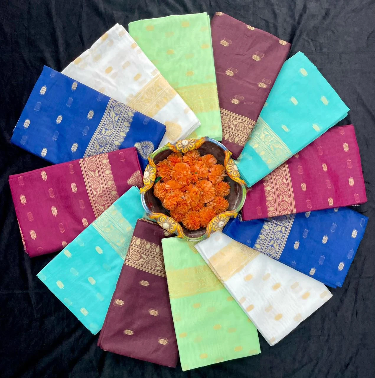 Soft Silk 6040 Linen Slab Weaving Worked Fancy Saree Collection - Image 8