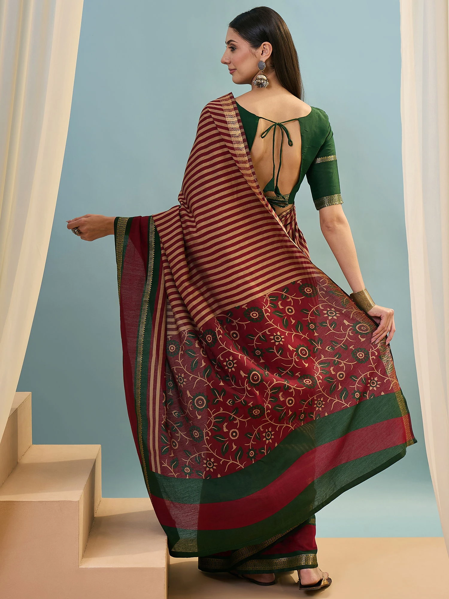 Tara 5001 to 5005 Pv Cotton Stripe Printed Saree Collection - Image 11