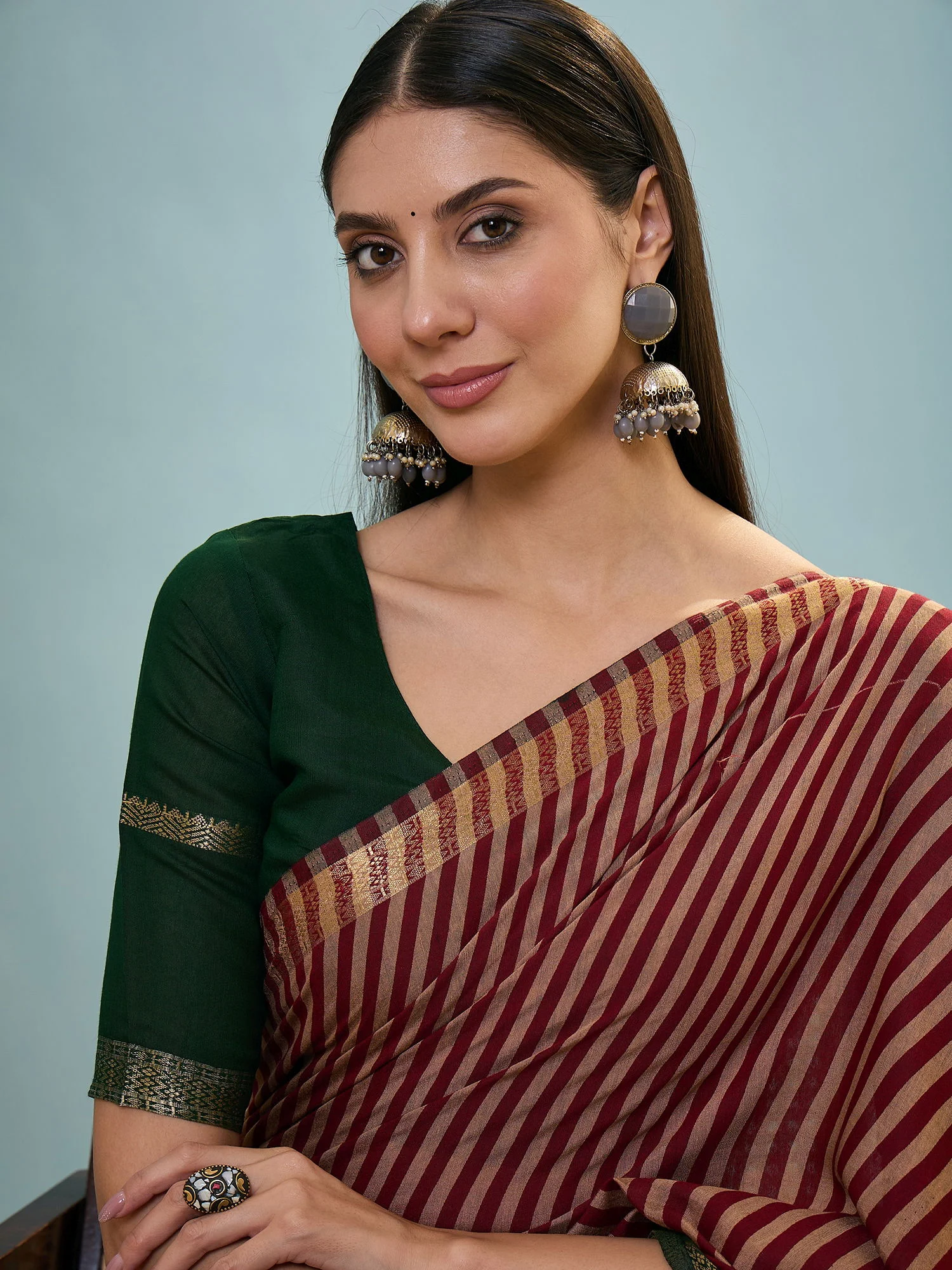 Tara 5001 to 5005 Pv Cotton Stripe Printed Saree Collection - Image 12