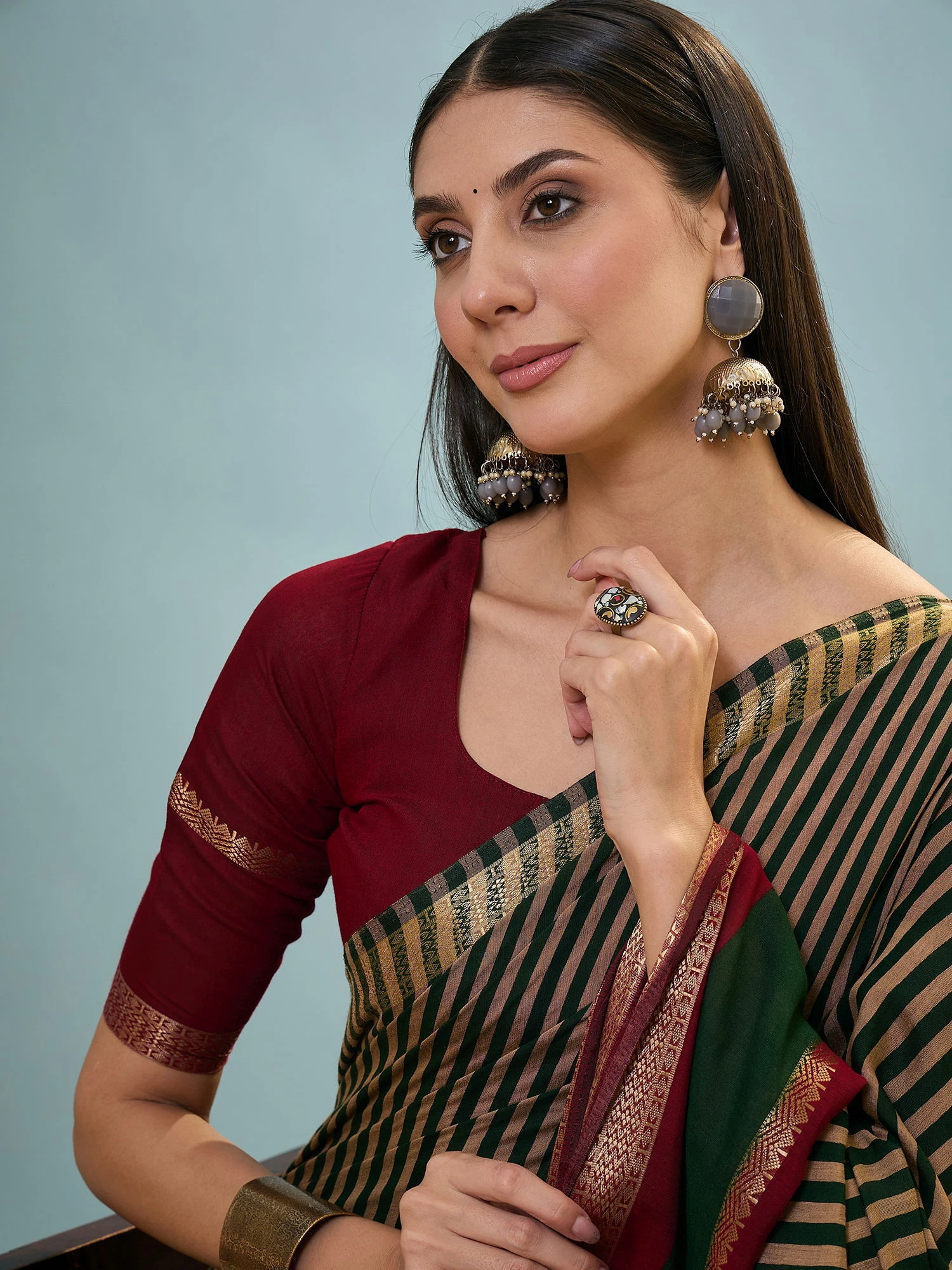 Tara 5001 to 5005 Pv Cotton Stripe Printed Saree Collection - Image 14