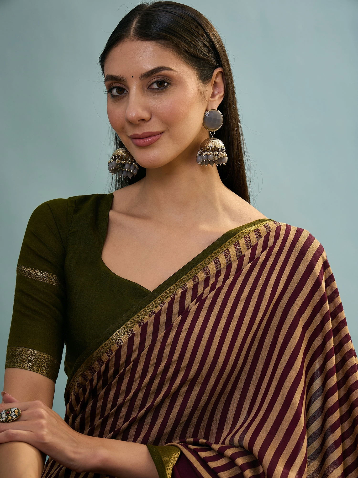 Tara 5001 to 5005 Pv Cotton Stripe Printed Saree Collection - Image 6