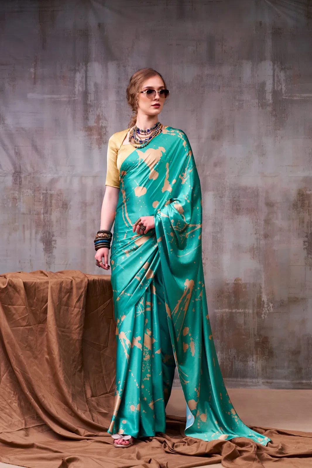 Taraa L 7012 Satin Silk Printed Party Wear Fancy Saree Collection - Image 3