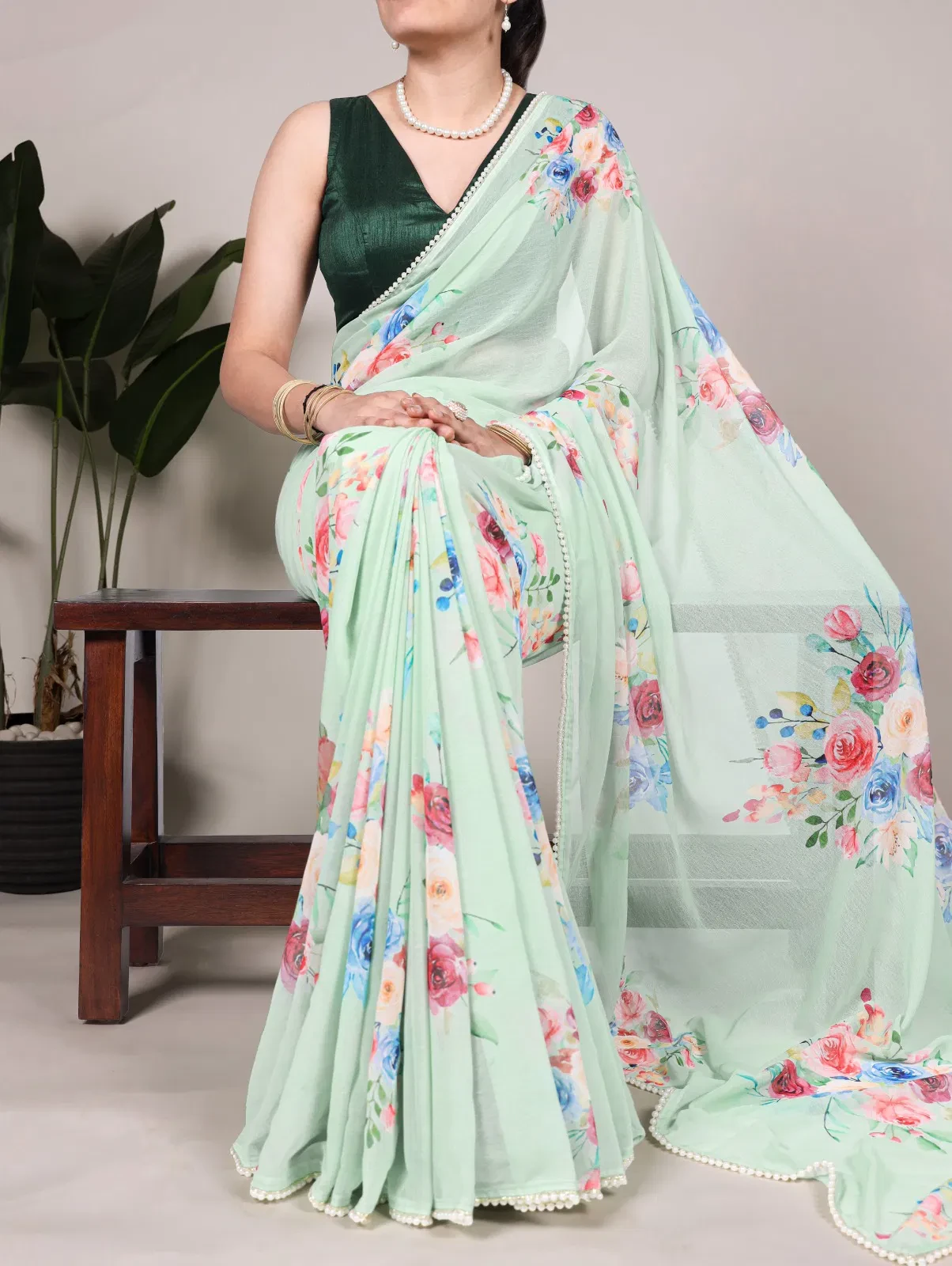 Taraa Nira Vol 1 Weightless Marbal Floral Printed Saree Collection - Image 4